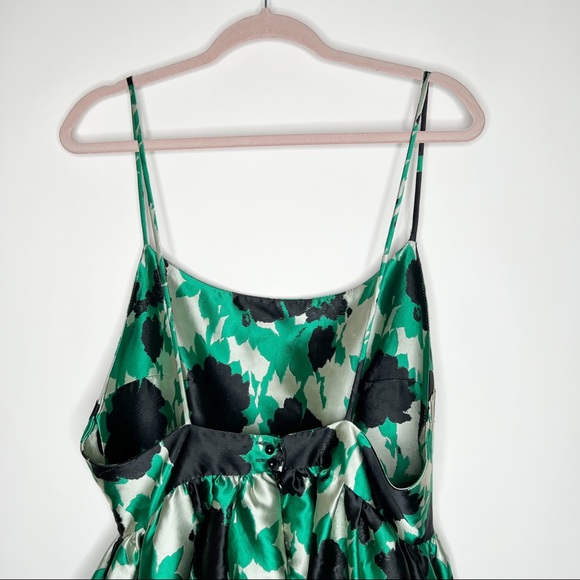 Rachel Antonoff Dress Green Black Floral Eliora Low Back Fit & Flare Size 12 - Picture 9 of 16